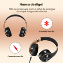 Fone de Ouvido Bluetooth Estéreo Premium – Design Dourado e Conexão Total!