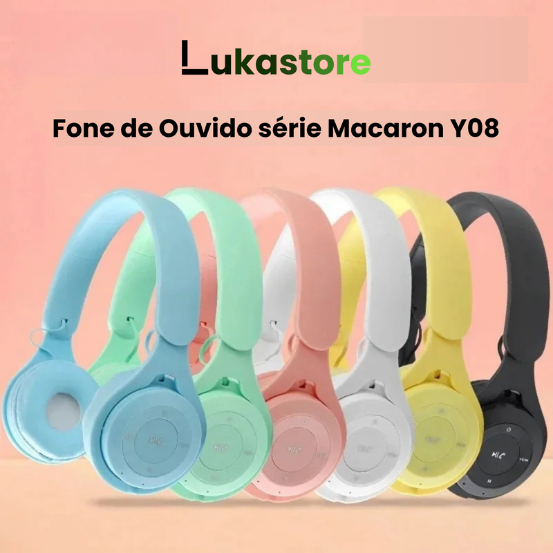 Fone de Ouvido Y08 Macaron – Colorido, Sem Fio e Perfeito para Games & Música!