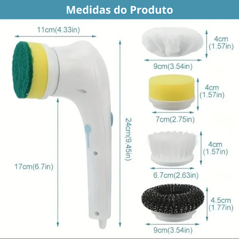 Escova de Limpeza Elétrica Multifuncional 5 em 1 para Banheiro e Utensílios de Limpeza de Cozinha