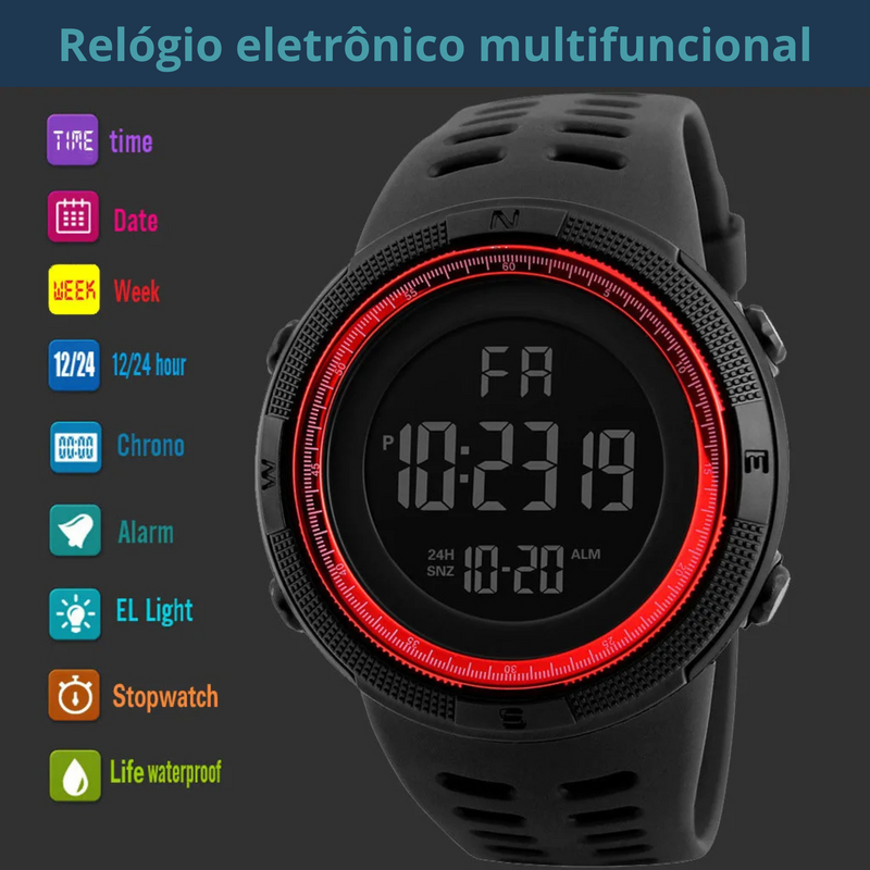 Relógio Militar Esportivo – Estilo, Resistência e Tecnologia no Seu Pulso!