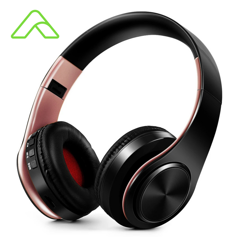 Fone de Ouvido Bluetooth Estéreo Premium – Design Dourado e Conexão Total!
