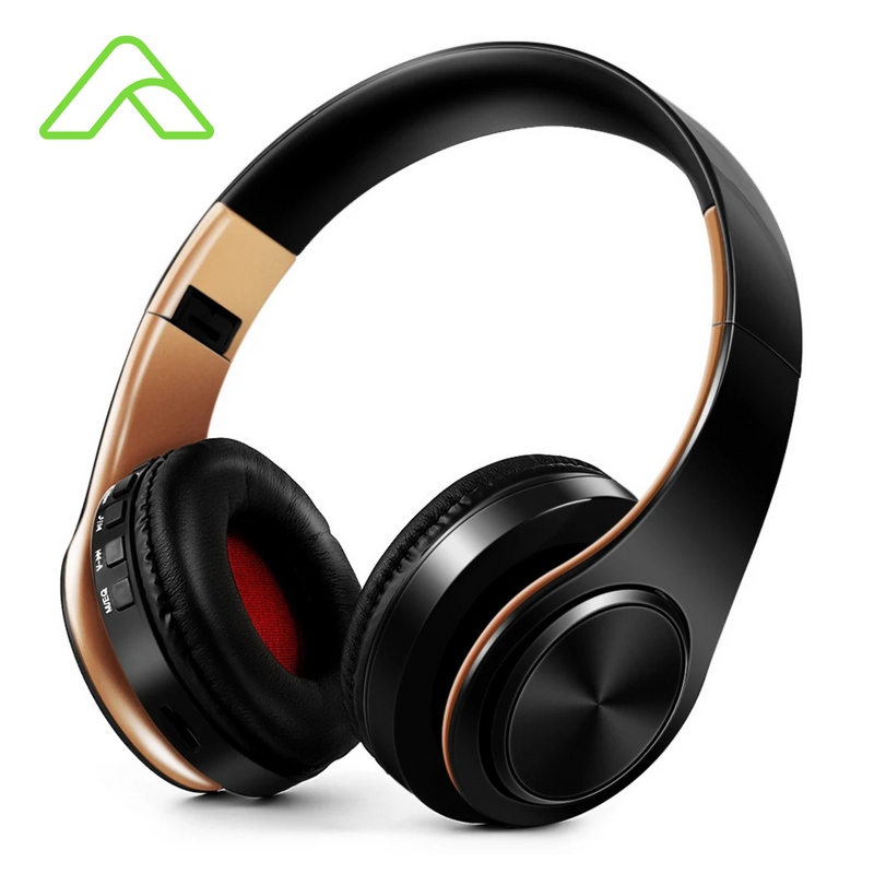 Fone de Ouvido Bluetooth Estéreo Premium – Design Dourado e Conexão Total!