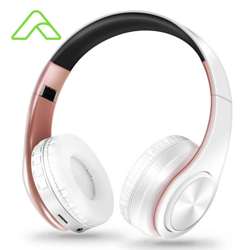 Fone de Ouvido Bluetooth Estéreo Premium – Design Dourado e Conexão Total!