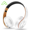 Fone de Ouvido Bluetooth Estéreo Premium – Design Dourado e Conexão Total!