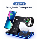 Carregador Base 3 em 1 30W – Rápido, Dobrável e Sem Fios