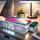 Carregador Sem Fio com Relógio Digital e Termômetro 3 em 1