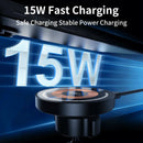 Suporte Magnético 15W com Carregamento Sem Fio – Rotação 360° e Fixação Ultra Forte!