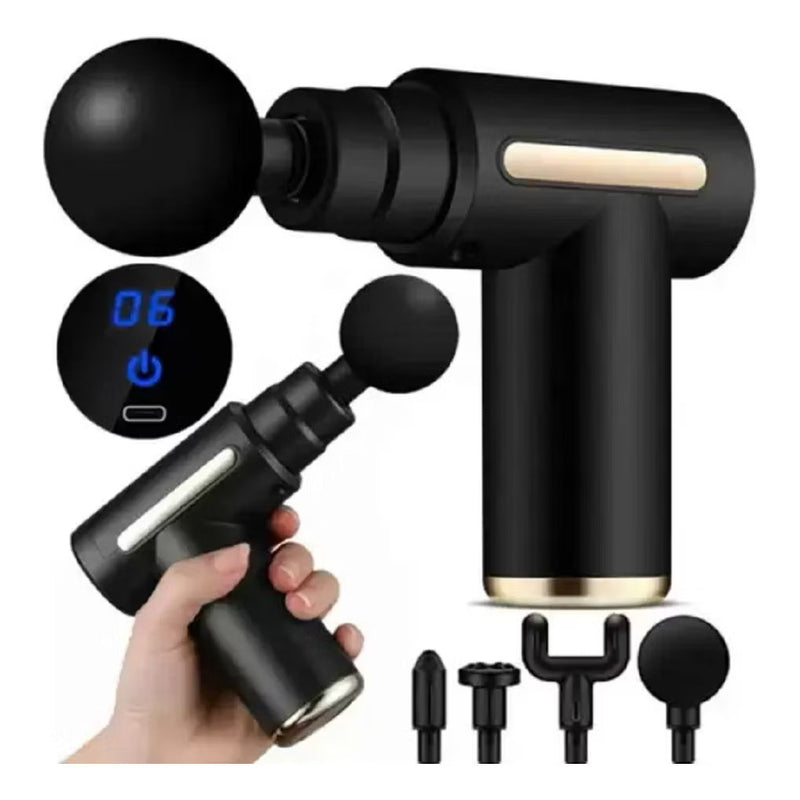 Massageador Elétrico Profissional – Alívio Muscular com 6 Níveis e 4 Ponteiras