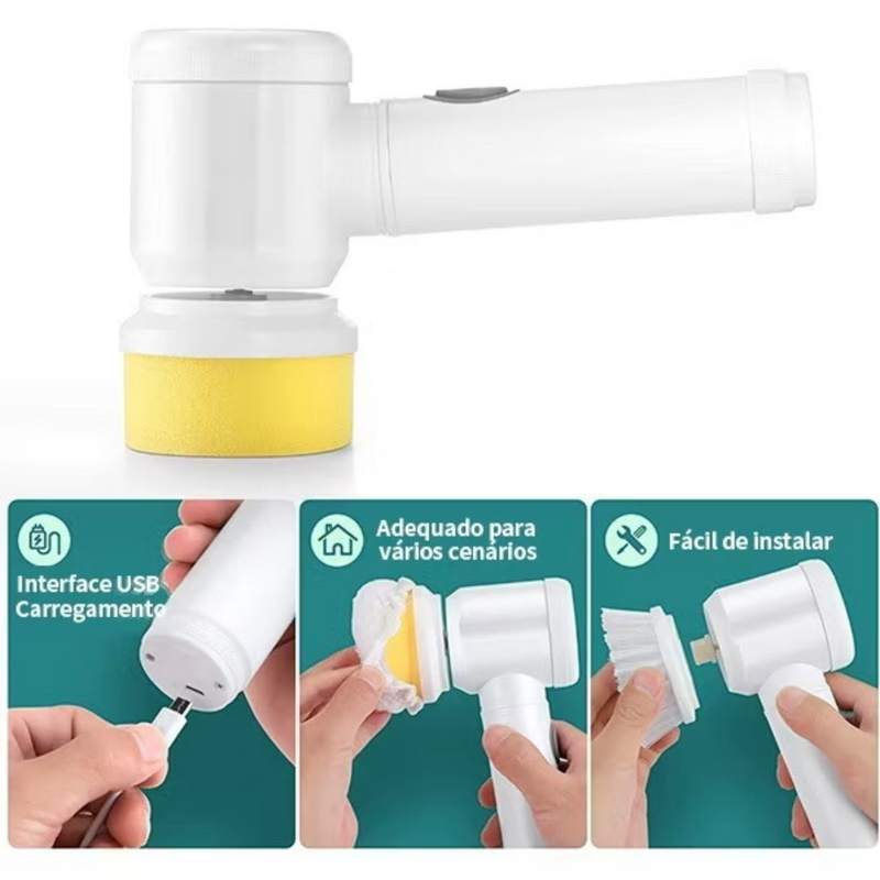 Escova de Limpeza 5 em 1 Sem Fio – Compacta