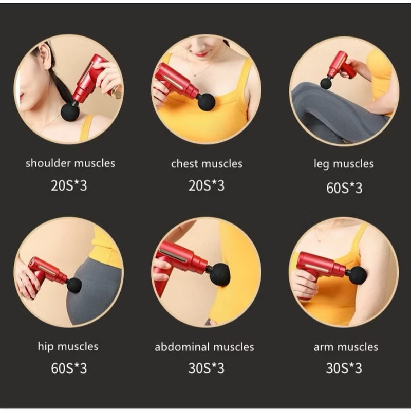 Massageador Elétrico Profissional – Alívio Muscular com 6 Níveis e 4 Ponteiras