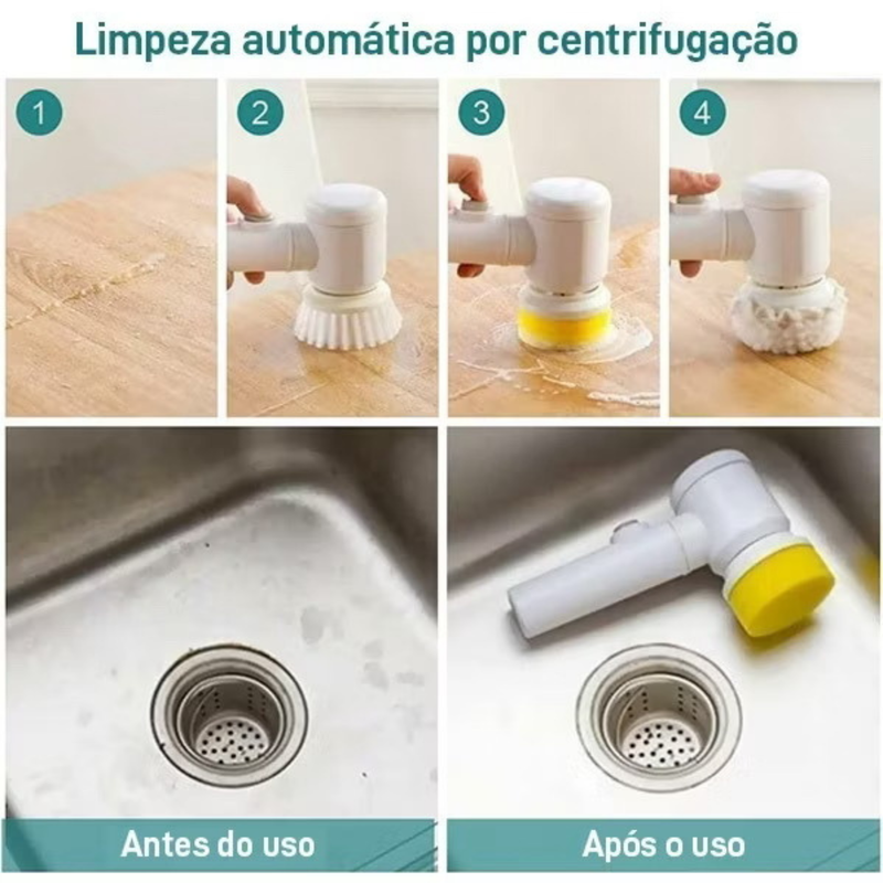Escova de Limpeza 5 em 1 Sem Fio – Compacta