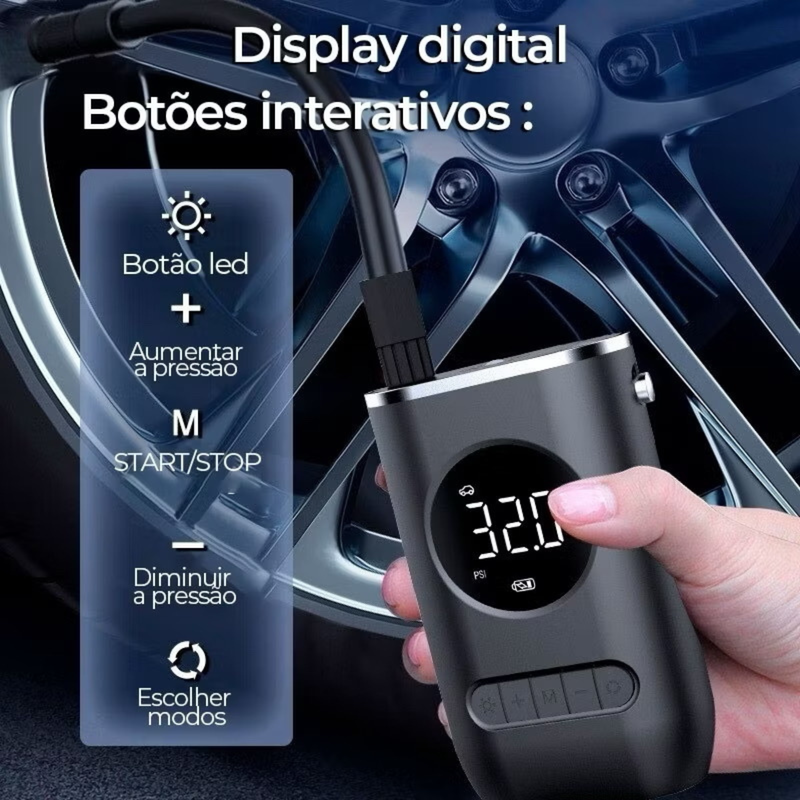 Bomba de Ar Elétrica Mini Portátil – Inflator Rápido
